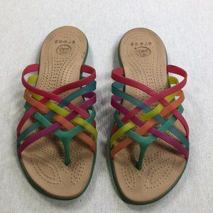 Rainbow Colored Crocs Jelly Strappy Flip Flops